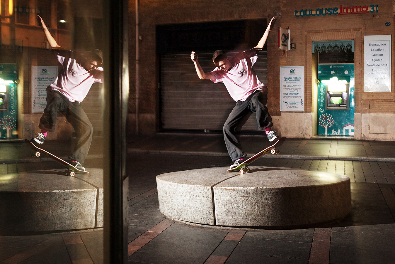 Photographie skateboard Toulouse MTF Noseblunt Gabriel Renault Ville