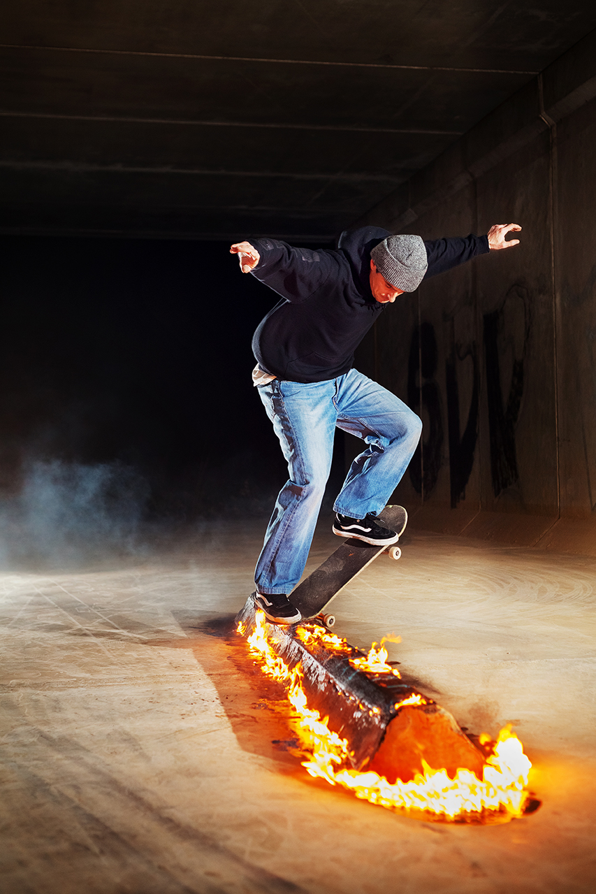 Photographie Skateboard Fire Gabriel Renault Night Gaz Bastien Marlin